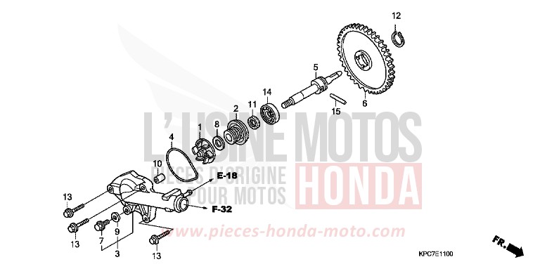 WATER PUMP for Varadero 125 PEARL SIENA RED (R320) from 2011